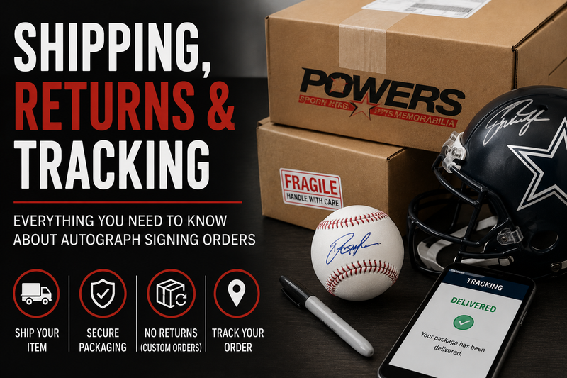 shipping returns tracking autograph signings