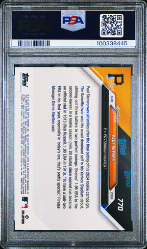 Paul Skenes 2024 Topps Now All Star Game Baseball Rookie Card #770 Graded PSA 10 Cert #100338445-Powers Sports Memorabilia