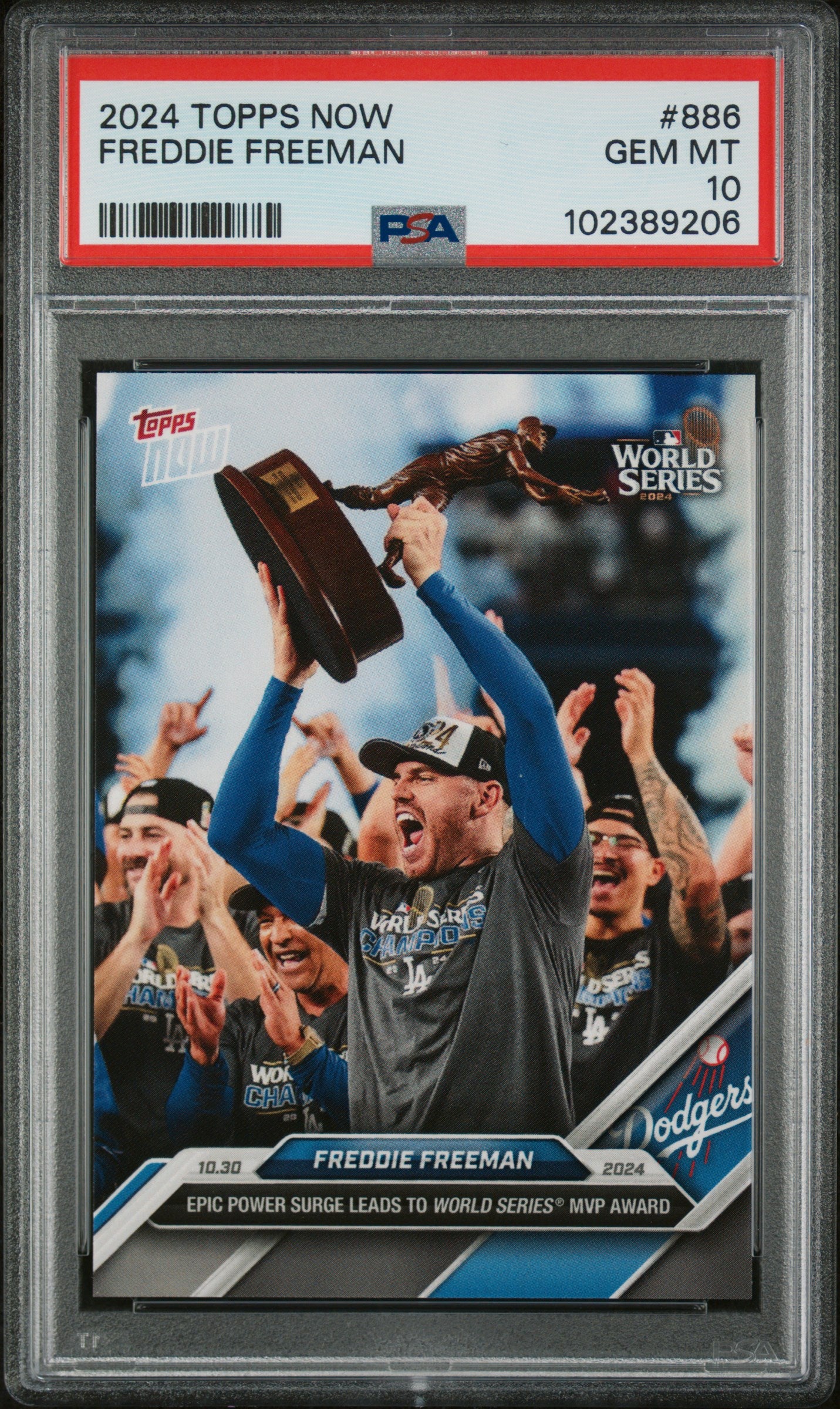 Freddie Freeman 2024 Topps Now World Series MVP Baseball Card #886 Graded PSA 10-Powers Sports Memorabilia
