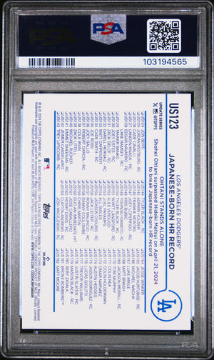 Shohei Ohtani 2024 Topps Update Japanese Born HR Record Baseball Card #US123 Graded PSA 10 Cert # 103194565-Powers Sports Memorabilia