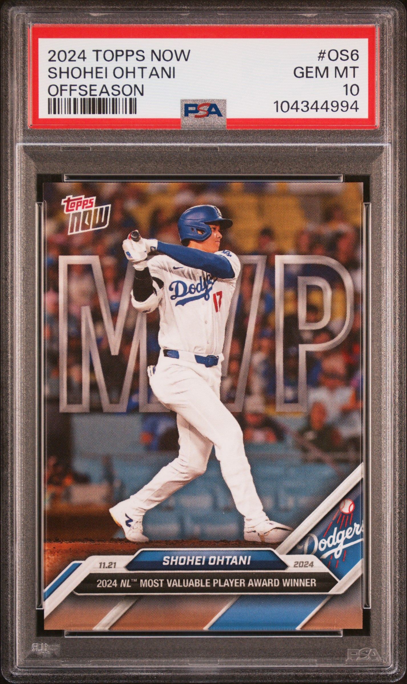 Shohei Ohtani 2024 Topps Now Offseason MVP Baseball Card #OS6 Graded PSA 10-Powers Sports Memorabilia