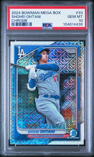 Shohei Ohtani 2024 Bowman Mega Box Chrome Baseball Card #33 Graded PSA 10 Cert #104814438-Powers Sports Memorabilia