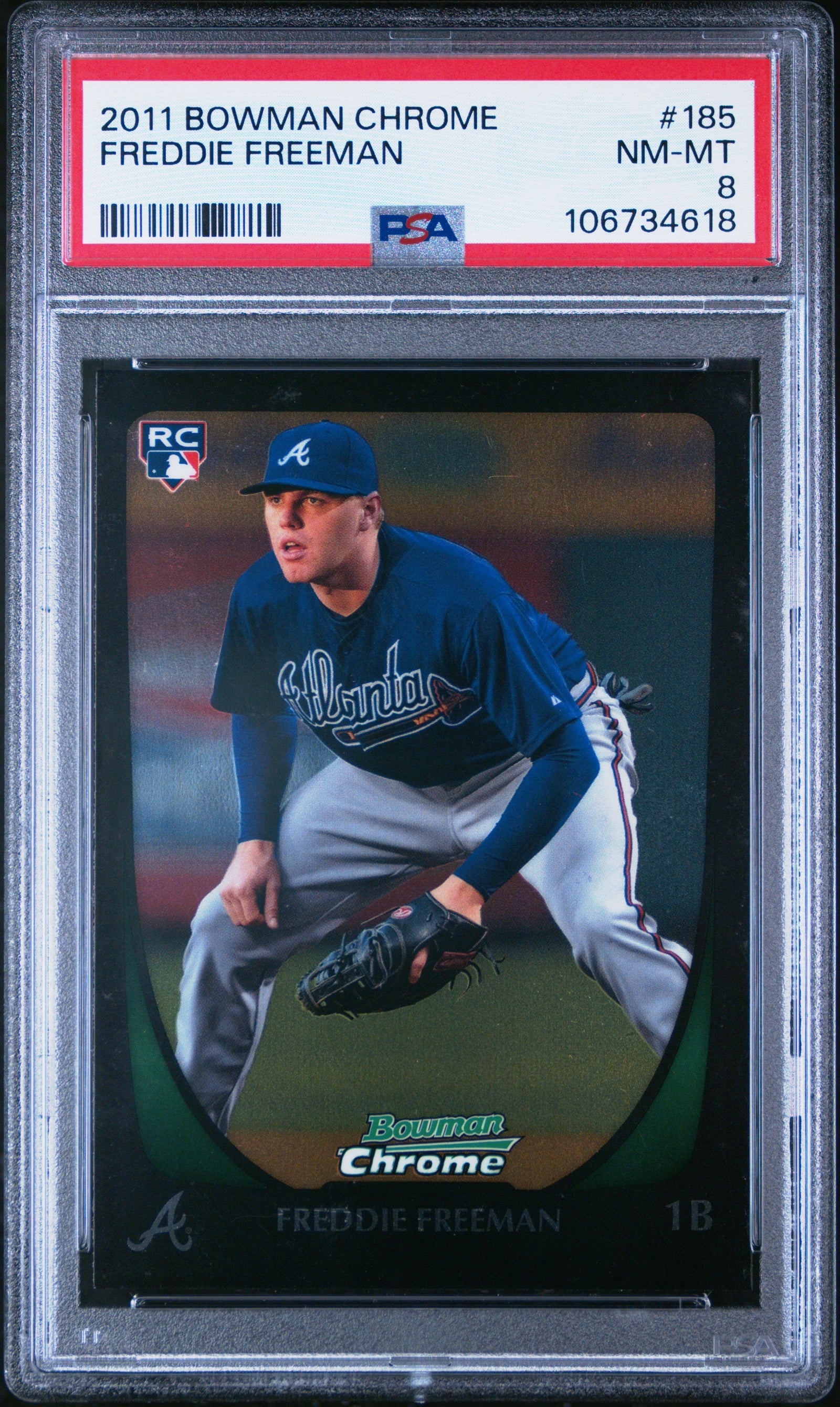 Freddie Freeman 2011 Bowman Chrome Baseball Rookie Card #185 Graded PSA 8 Cert #106734618-Powers Sports Memorabilia