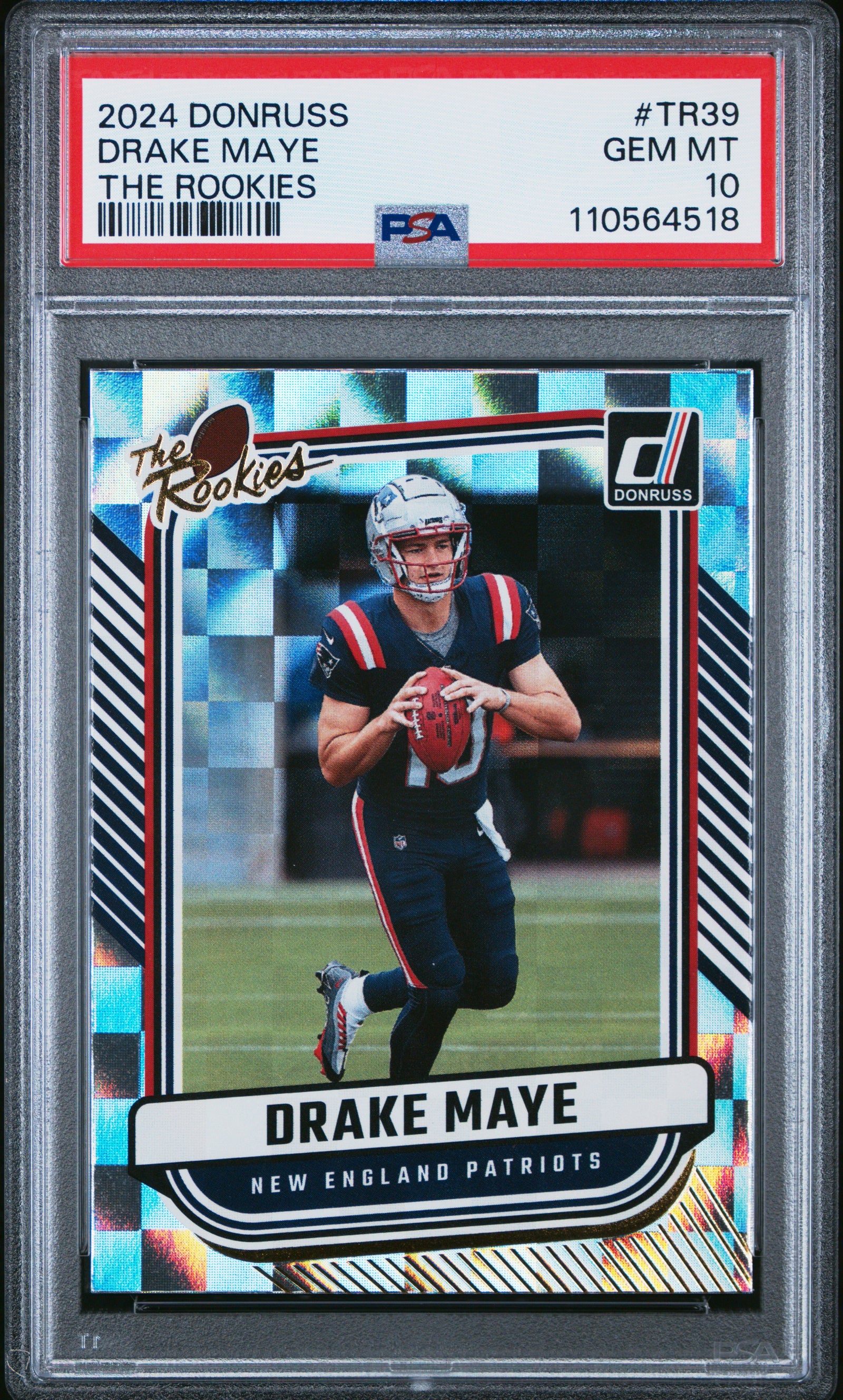 Drake Maye 2024 Donruss The Rookies Rookie Football Card #TR39 Graded PSA 10 Cert #110564518-Powers Sports Memorabilia