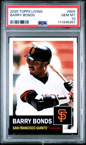 Barry Bonds 2025 Topps Living San Francisco Giants Baseball Card #804 Graded PSA 10 Cert #111446367-Powers Sports Memorabilia