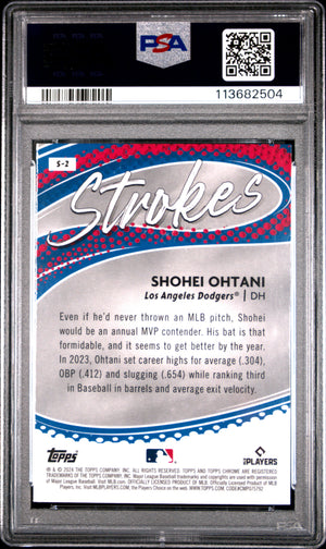 Shohei Ohtani 2024 Topps Chrome Strokes Baseball Card #S2 Graded PSA 10 Cert #113682504-Powers Sports Memorabilia