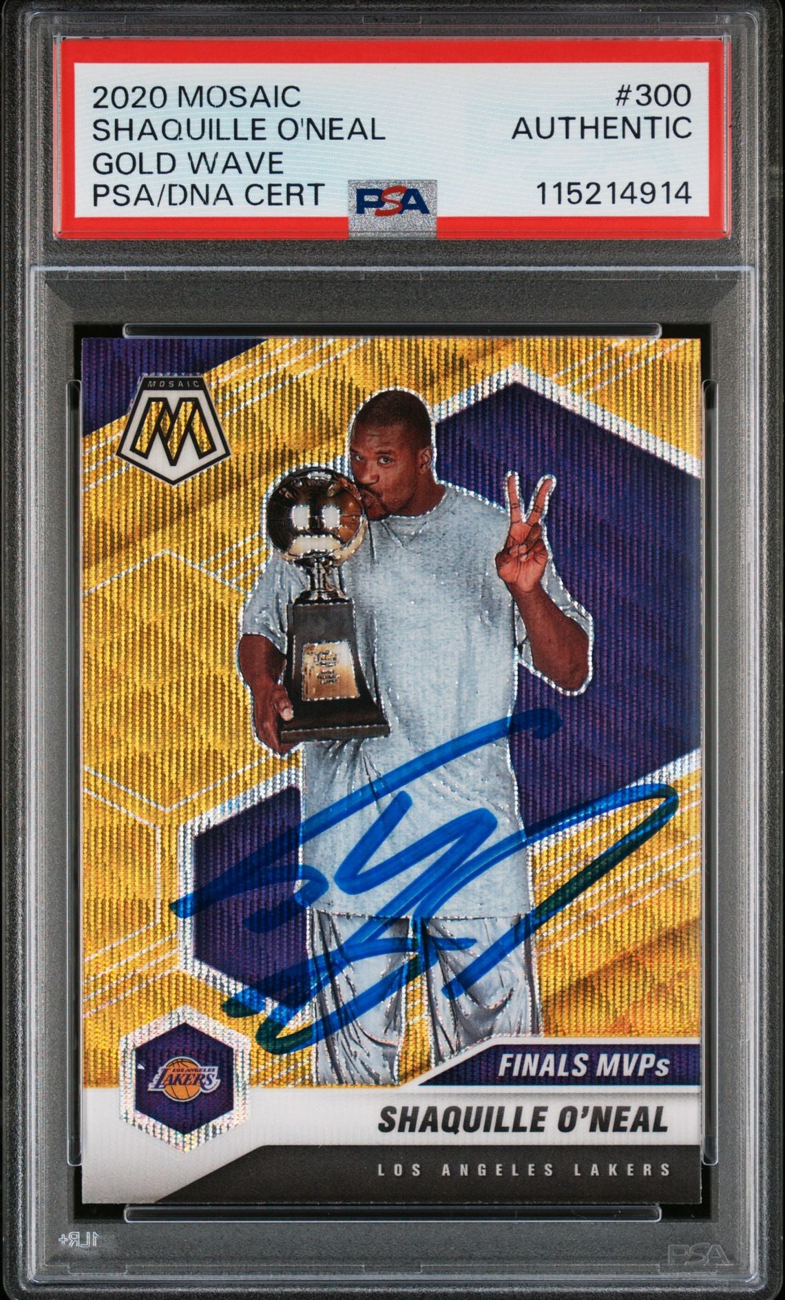 Shaquille O'Neal 2020 Panini Mosaic Gold Wave Signed Basketball Card #300 Auto PSA 115214914-Powers Sports Memorabilia