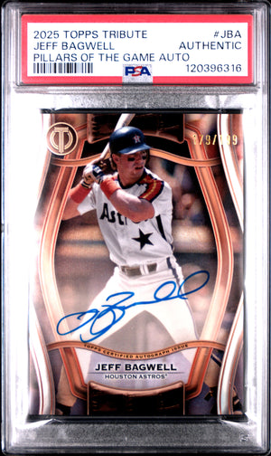 Jeff Bagwell 2025 Topps Tribute Pillars of the Game Signed Baseball Card #JBA Graded PSA Authentic 179/199 Cert #120396316-Powers Sports Memorabilia