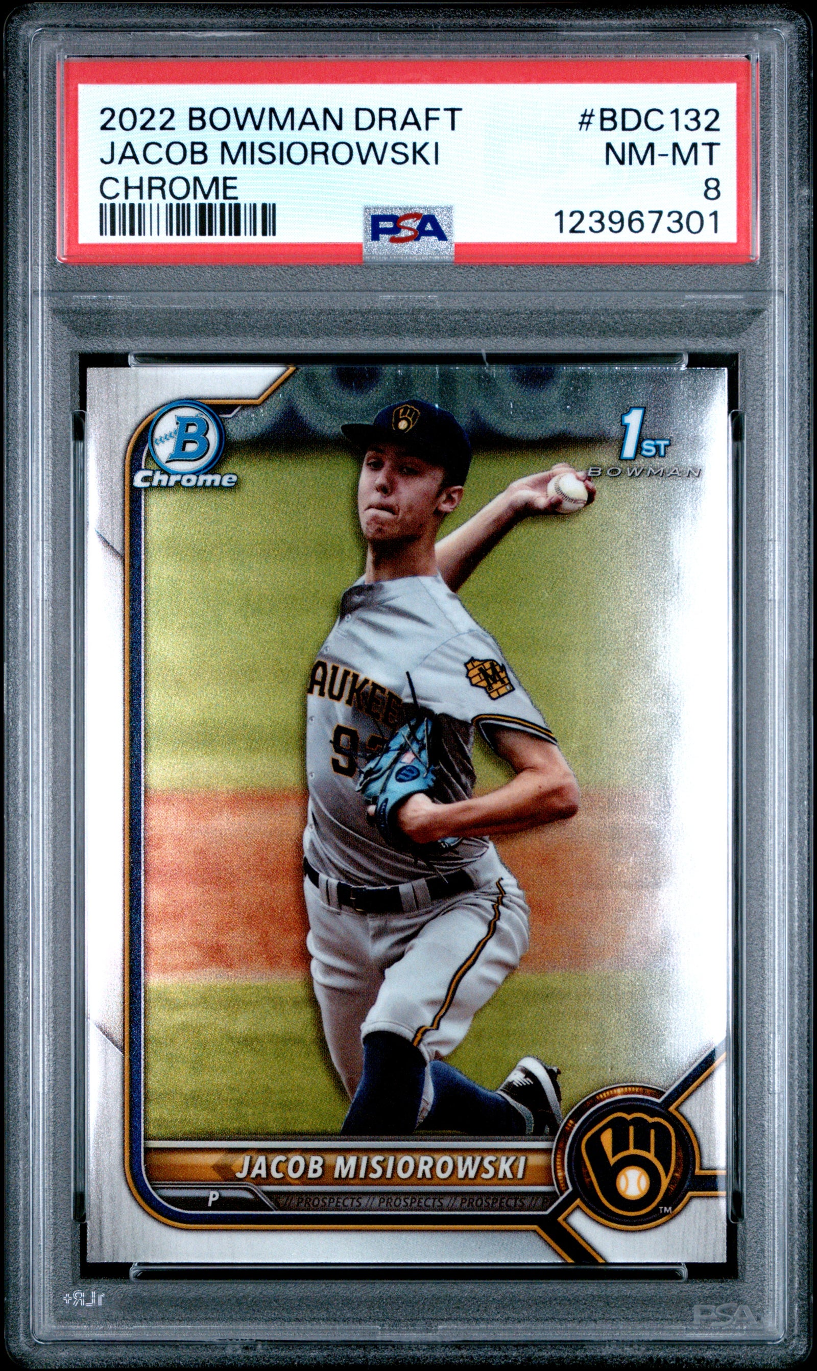 Jacob Misiorowski 2022 Bowman Draft Chrome Rookie Card #BDC132 PSA 8-Powers Sports Memorabilia