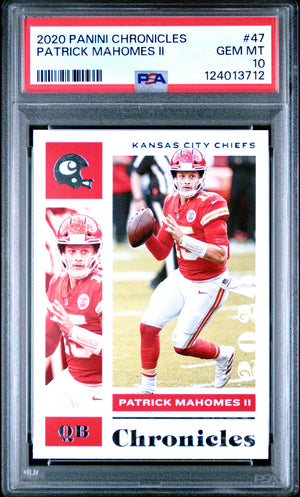 Patrick Mahomes II 2020 Panini Chronicles Football Card #47 Graded PSA 10 Cert #124013712-Powers Sports Memorabilia