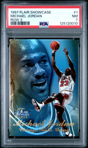 Michael Jordan 1997 Flair Showcase Row 3 Chicago Bulls Basketball Card #1 Graded PSA 7 Cert #125120010-Powers Sports Memorabilia
