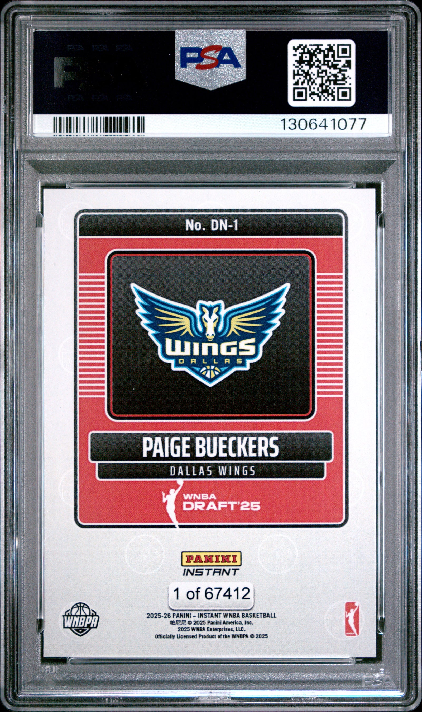Paige Bueckers 2025 Panini Instant WNBA Draft Night Rookie Card #DN1 PSA 10-Powers Sports Memorabilia