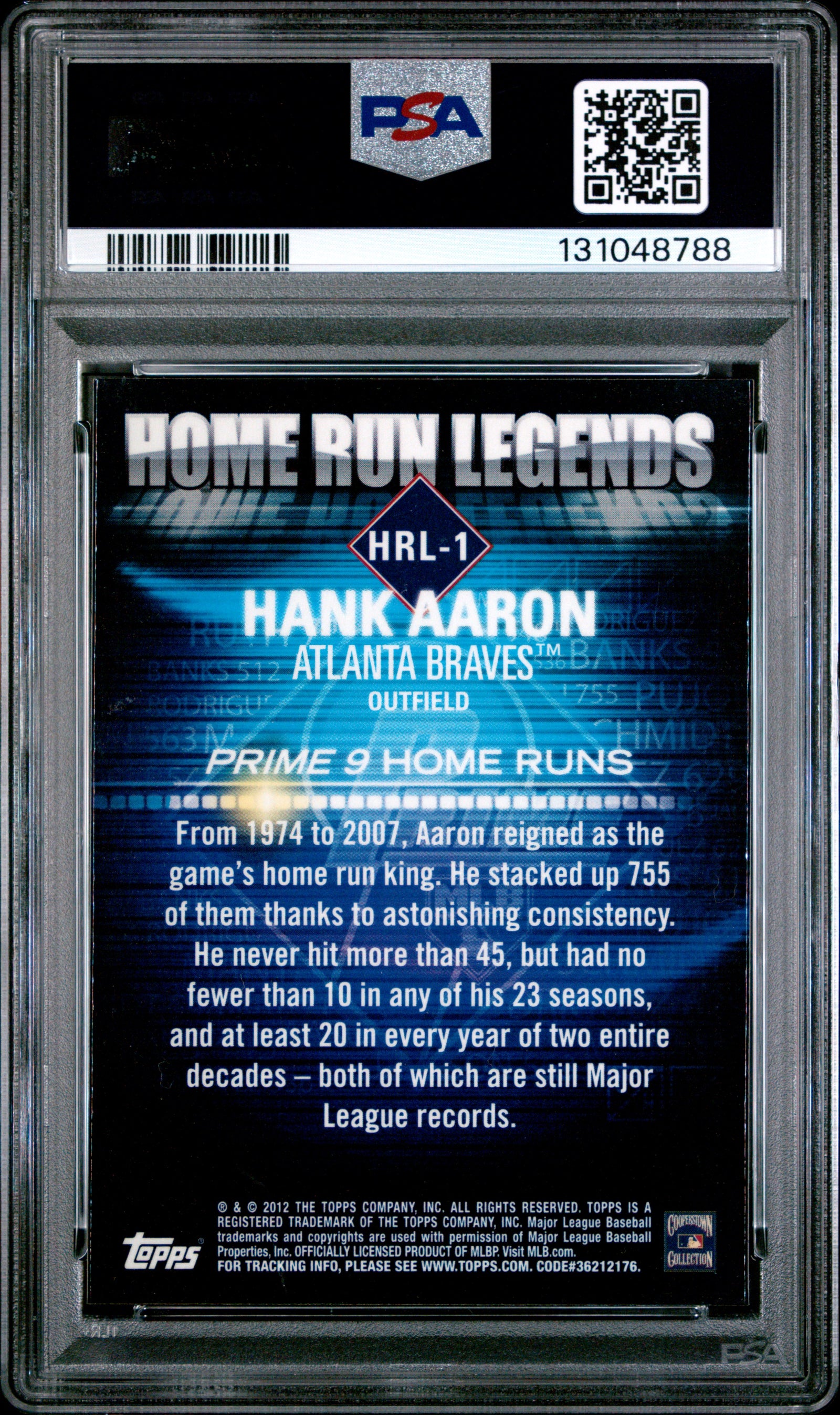 Hank Aaron 2012 Topps Prime 9 Home Run Card #HRL-1 PSA 10-Powers Sports Memorabilia