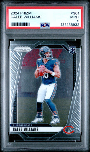 Caleb Williams 2024 Panini Prizm Chicago Bears Football RC Rookie Card #301 Graded PSA 9 Cert #133188932