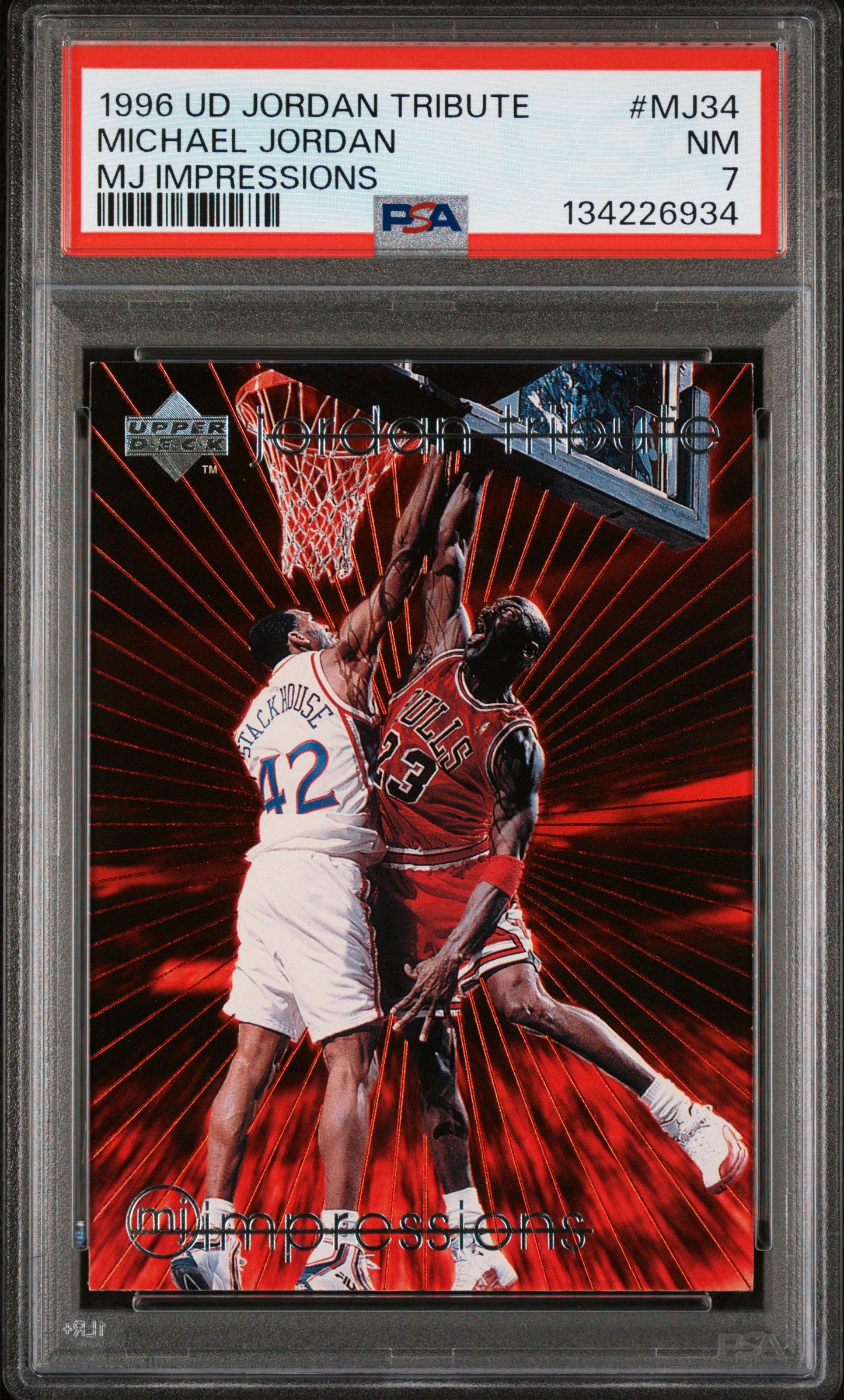 Michael Jordan 1996 UD Jordan Tribute MJ Card #MJ34 PSA 7-Powers Sports Memorabilia