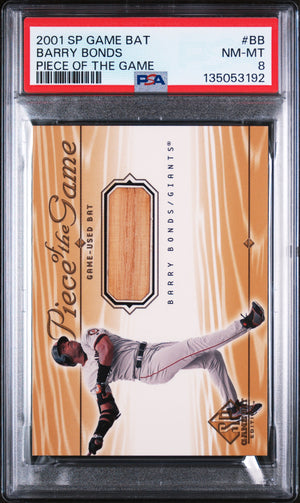 Barry Bonds 2001 SP Game Bat Piece Of The Game Game-Used Bat San Francisco Giants Baseball Card #BB Graded PSA 8 Cert #135053192-Powers Sports Memorabilia
