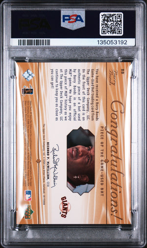 Barry Bonds 2001 SP Game Bat Piece Of The Game Game-Used Bat San Francisco Giants Baseball Card #BB Graded PSA 8 Cert #135053192-Powers Sports Memorabilia
