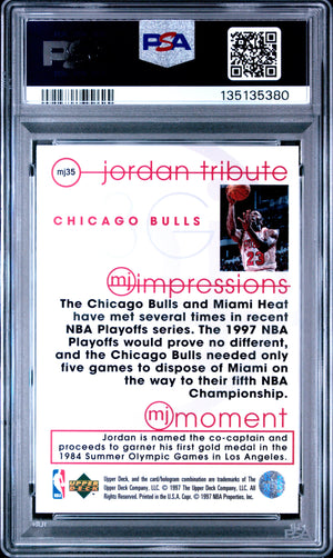Michael Jordan 1996 Upper Deck Jordan Tribute MJ Impressions Chicago Bulls Basketball Card #MJ35 Graded PSA 9 Cert #135135380-Powers Sports Memorabilia