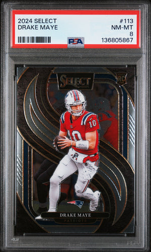 Drake Maye 2024 Select Football Rookie Card #113 Graded PSA 8 Cert #136805867-Powers Sports Memorabilia