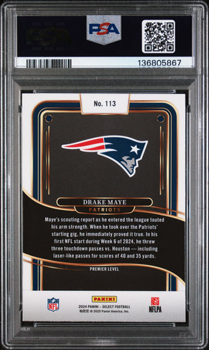 Drake Maye 2024 Select Football Rookie Card #113 Graded PSA 8 Cert #136805867-Powers Sports Memorabilia