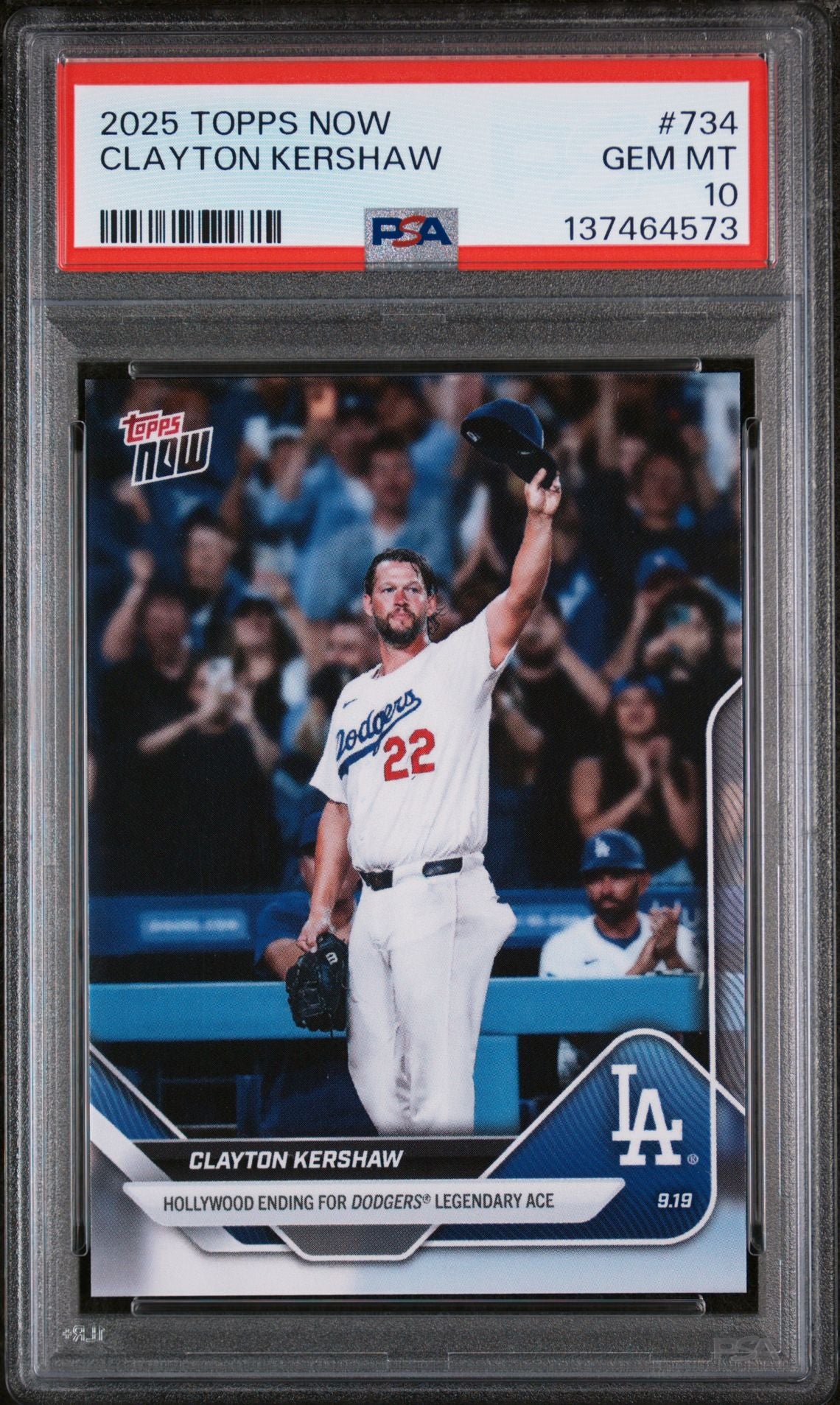 Clayton Kershaw 2025 Topps Now Last Game Baseball Card #734 Graded PSA 10 Cert #137464573-Powers Sports Memorabilia