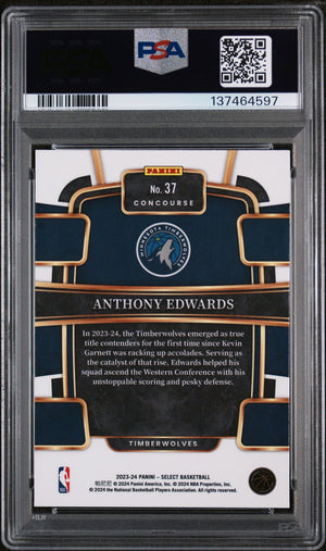 Anthony Edwards 2023 Select Blue Basketball Card #37 Graded PSA 9 Cert #137464597-Powers Sports Memorabilia