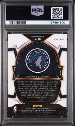 Anthony Edwards 2022 Select Blue Prizm Basketball Card #46 Graded PSA 10 Cert #137464600-Powers Sports Memorabilia