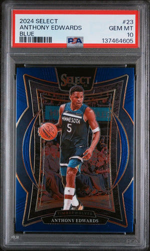 Anthony Edwards 2024 Select Blue Basketball Card #23 Graded PSA 10 Cert #137464605-Powers Sports Memorabilia