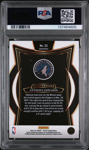 Anthony Edwards 2024 Select Blue Basketball Card #23 Graded PSA 10 Cert #137464605-Powers Sports Memorabilia