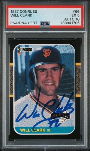 Will Clark 1987 Donruss San Francisco Giants Signed Baseball RC Rookie Card #66 PSA 5 Auto 10 Cert #138941706-Powers Sports Memorabilia
