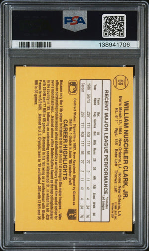 Will Clark 1987 Donruss San Francisco Giants Signed Baseball RC Rookie Card #66 PSA 5 Auto 10 Cert #138941706-Powers Sports Memorabilia