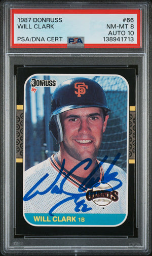 Will Clark 1987 Donruss San Francisco Giants Signed Baseball RC Rookie Card #66 PSA 8 Auto 10 Cert #138941713-Powers Sports Memorabilia