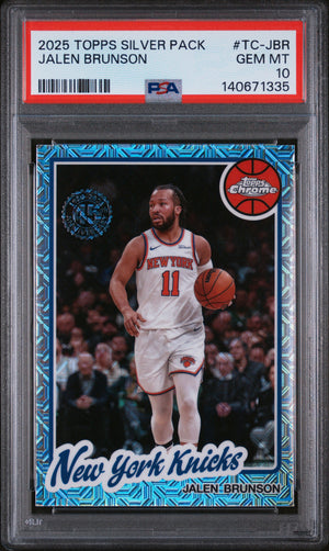 Jalen Brunson 2025 Topps Silver Pack New York Knicks Basketball Card #TC-JBR Graded PSA 10 Cert #140671335
