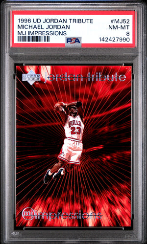 Michael Jordan 1996 Upper Deck Jordan Tribute Chicago Bulls Basketball Card #MJ52 MJ Impressions Graded PSA 8 Cert #142427990-Powers Sports Memorabilia