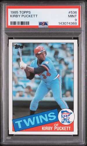 Kirby Puckett 1985 Topps Minnesota Twins Baseball RC Rookie Card #536 Graded PSA 9 Cert #143074368-Powers Sports Memorabilia