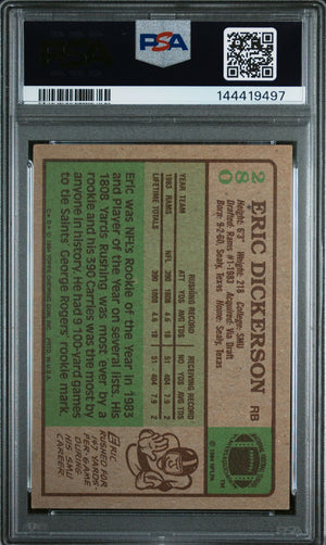 Eric Dickerson 1984 Topps Los Angeles Rams Signed Football RC Rookie Card #280 Graded PSA 3 Auto 10 Cert #144419497-Powers Sports Memorabilia