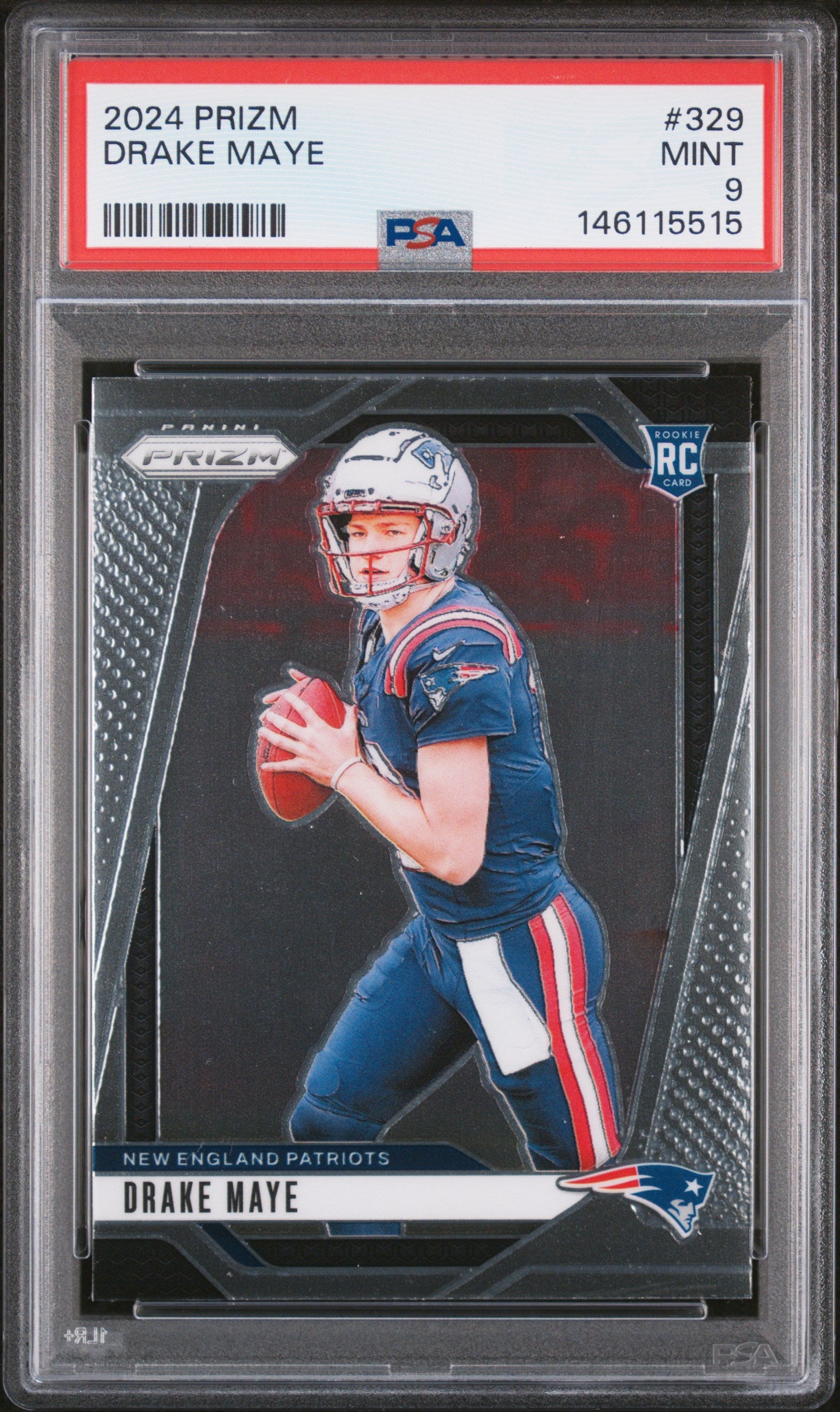 Drake Maye 2024 Panini Prizm Patriots Rookie Card #329 PSA 9-Powers Sports Memorabilia