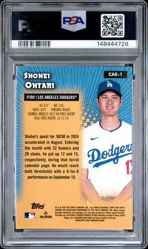 Shohei Ohtani 2025 Topps Chrome All Etch Los Angeles Dodgers Baseball Insert Card #CAE1 Graded PSA 10 Cert #148444728-Powers Sports Memorabilia