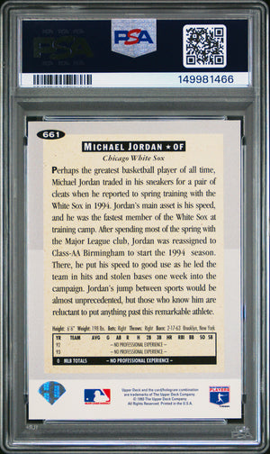 Michael Jordan 1994 Upper Deck Collector's Choice Chicago White Sox Baseball Card #661 Graded PSA 8 Cert #149981466-Powers Sports Memorabilia
