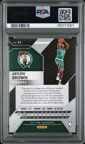 Jaylen Brown 2016 Panini Prizm Boston Celtics Signed Basketball RC Rookie Card #44 Graded PSA 10 Auto 10 Cert #150171001