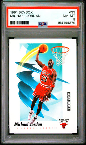 Michael Jordan 1991 SkyBox Chicago Bulls Basketball Card #39 Graded PSA 8 Cert #154144379-Powers Sports Memorabilia