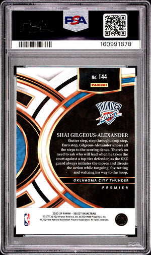 Shai Gilgeous-Alexander 2023 Select Blue Oklahoma City Thunder Basketball Card #144 Graded PSA 10 Cert #160991878