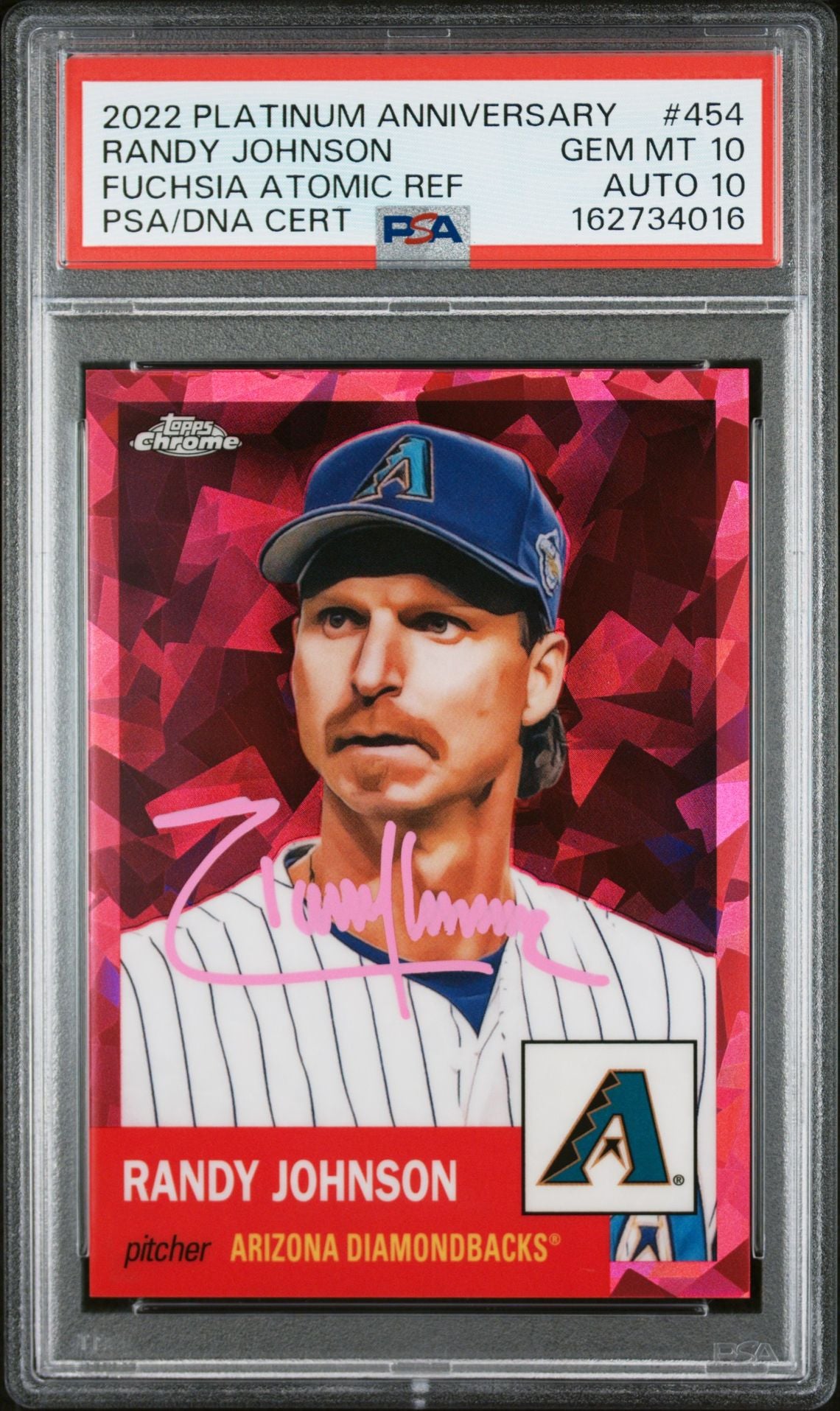 Randy Johnson 2022 Topps Chrome Fuchsia Refractor #454 PSA 10 Auto 10 /100-Powers Sports Memorabilia