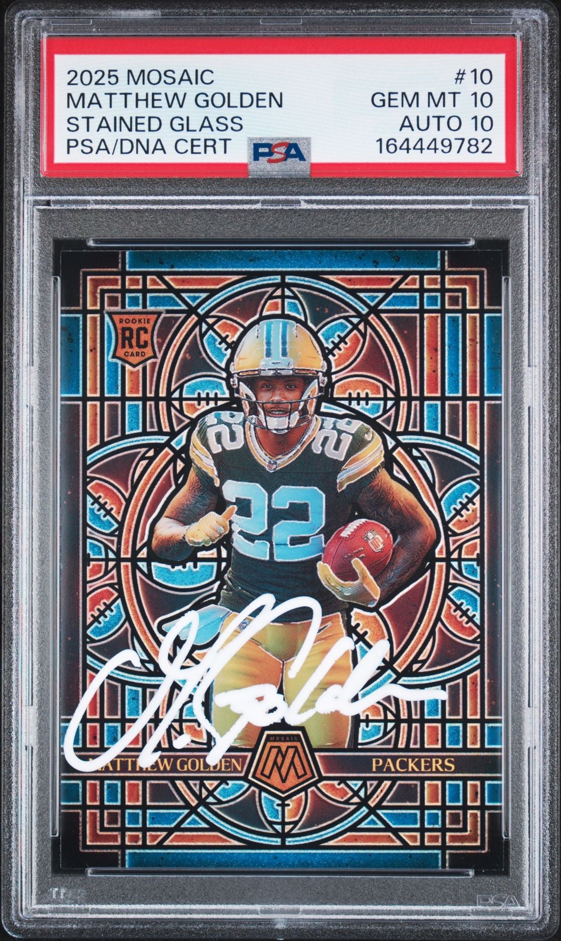 Matthew Golden 2025 Mosaic Stained Glass Rookie Card #10 PSA 10 Auto 10