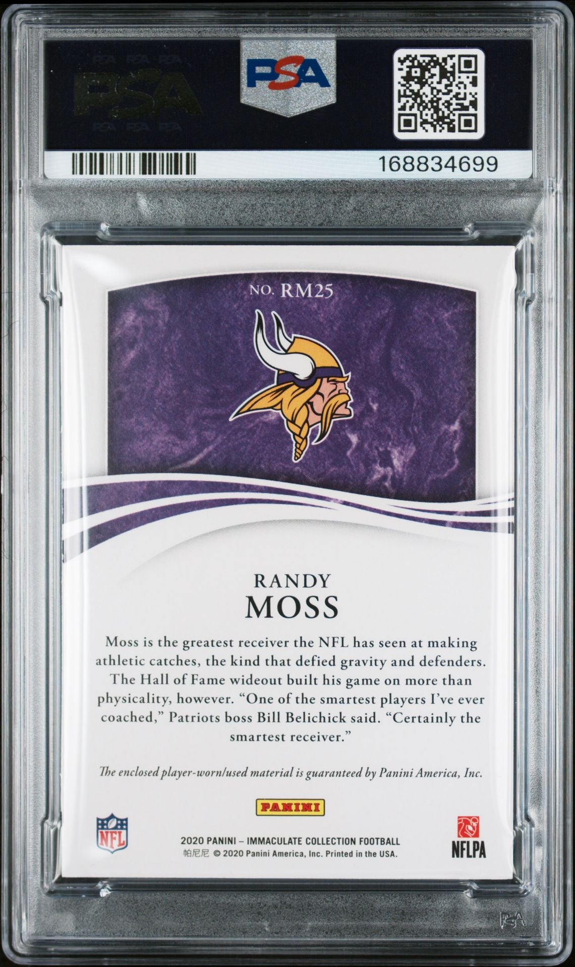 Randy Moss 2020 Panini Immaculate Jersey Used Patch #RM25 PSA 9 Auto 10 3/5-Powers Sports Memorabilia