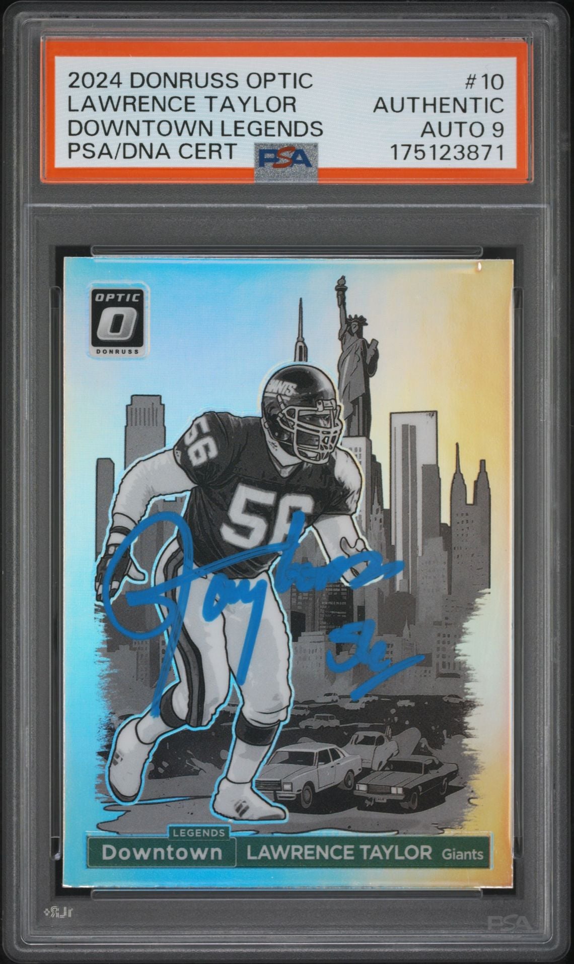 Lawrence Taylor 2024 Panini Donruss Optic Downtown #10 PSA Authentic Auto 9-Powers Sports Memorabilia