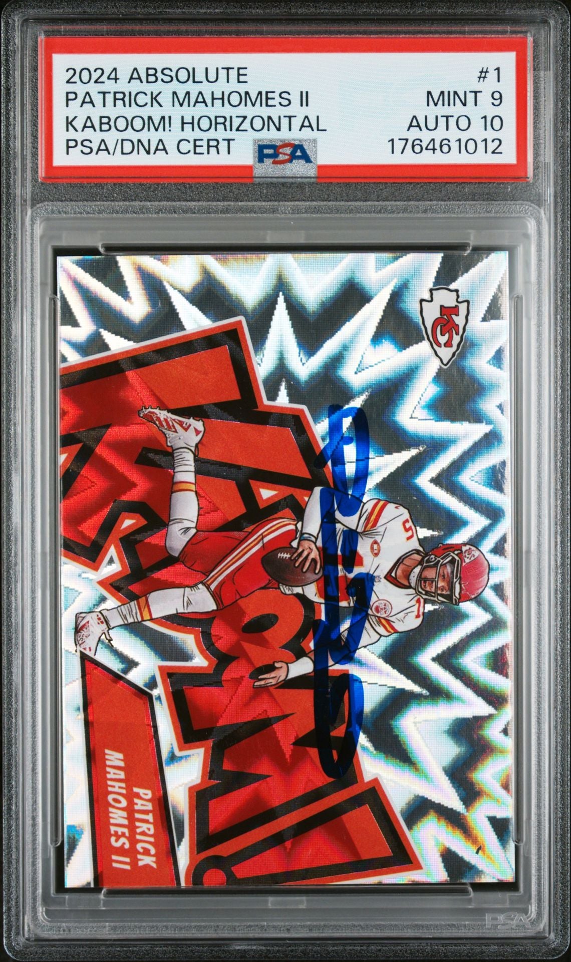 Patrick Mahomes II 2024 Panini Absolute Kaboom Signed Card #1 PSA 9 Auto 10-Powers Sports Memorabilia