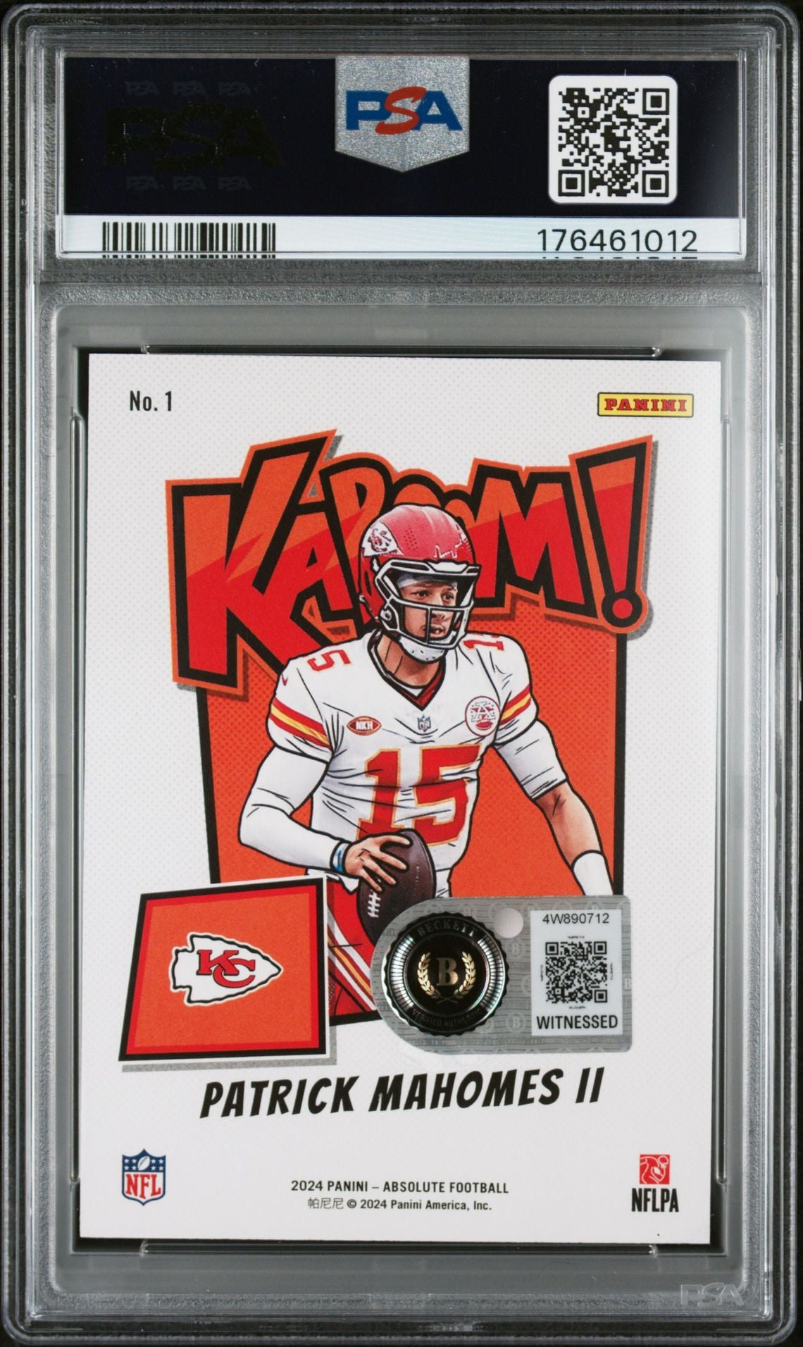 Patrick Mahomes II 2024 Panini Absolute Kaboom Signed Card #1 PSA 9 Auto 10-Powers Sports Memorabilia