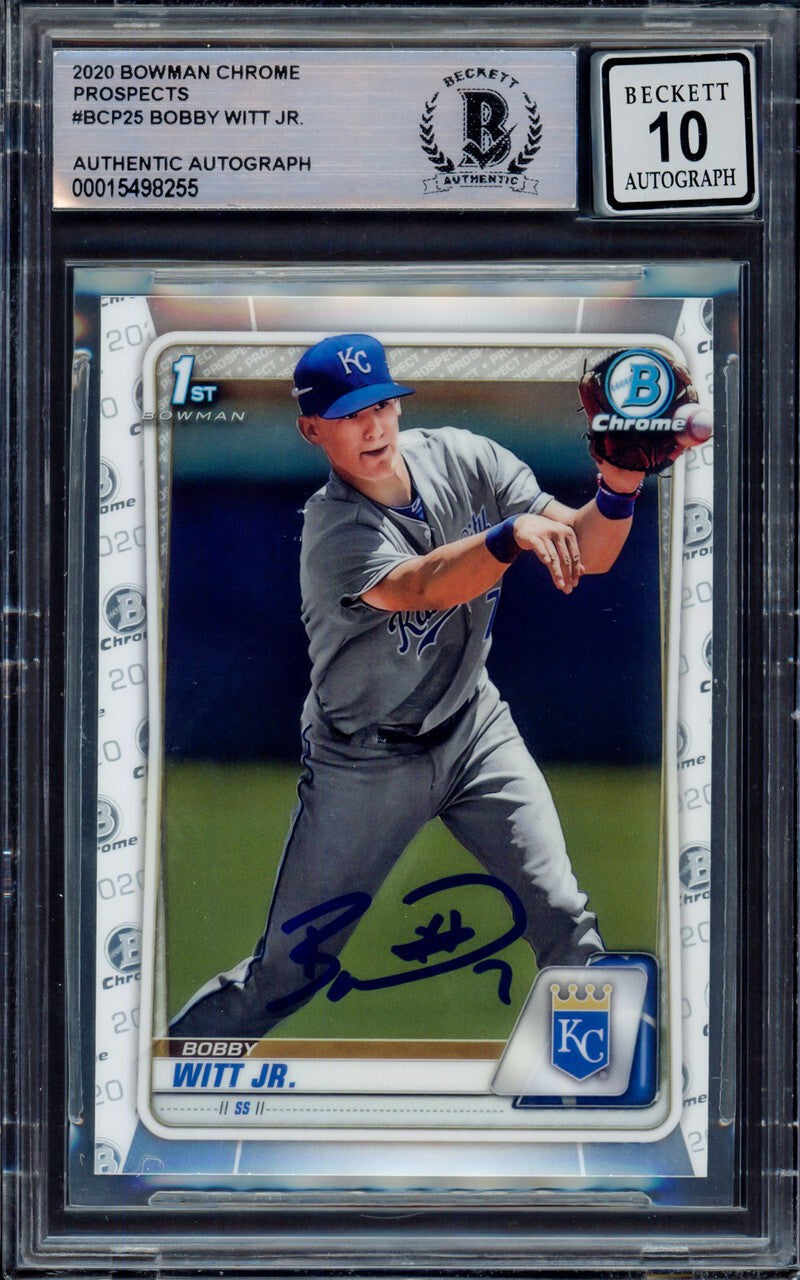 Bobby Witt Jr. Autographed 2020 1st Bowman Chrome Rookie Card #BCP-25 Kansas City Royals Auto Grade Gem Mint 10 Beckett BAS-Powers Sports Memorabilia