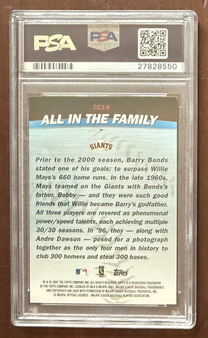 Barry Bonds Willie Mays 2001 Topps Combos All In The Family San Francisco Giants Baseball Card #TC19 Graded PSA 8 Cert #27828550-Powers Sports Memorabilia